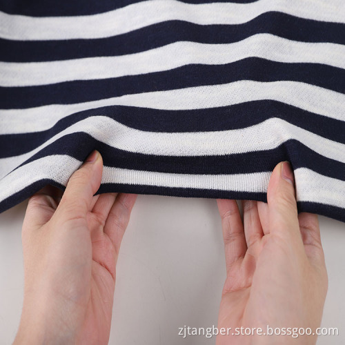 Tissu French Terry Sweat à Capuche Rayé Blanc Noir